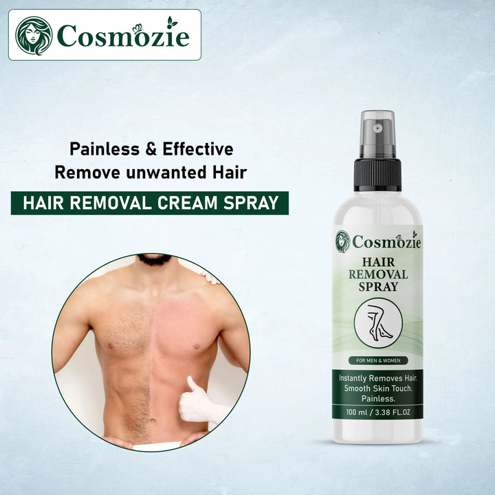 Cosmozie Hair Removal Spray Cream | Painless Hair Removal for Sensitive Skin | Smooth & Soft Skin in Minutes Cosmozie