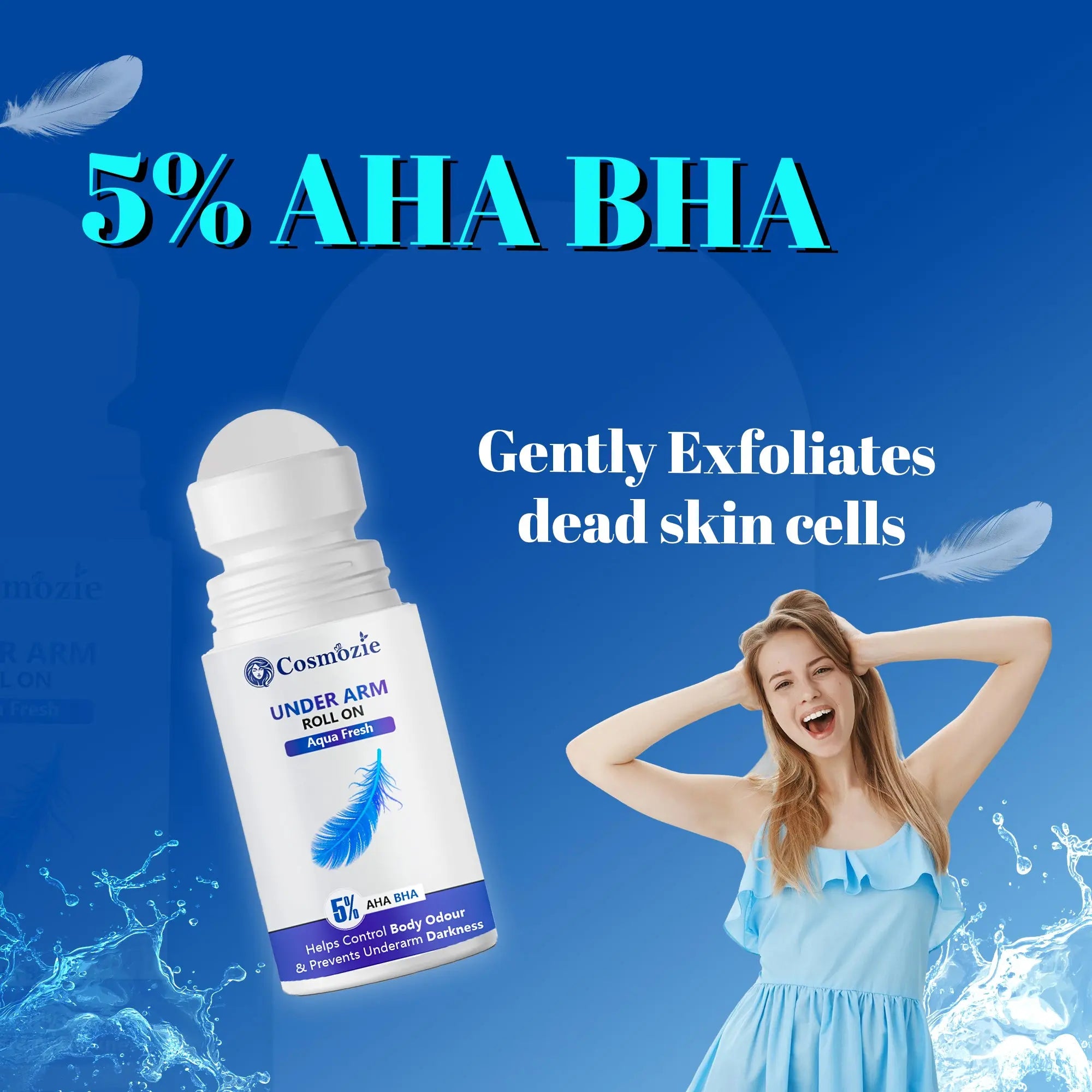 Cosmozie Underarm Roll-On for Men & Women | 48H Odour Control | Skin Whitening, Smoothening & Freshness | Alcohol-Free Natural Deodorant My Store